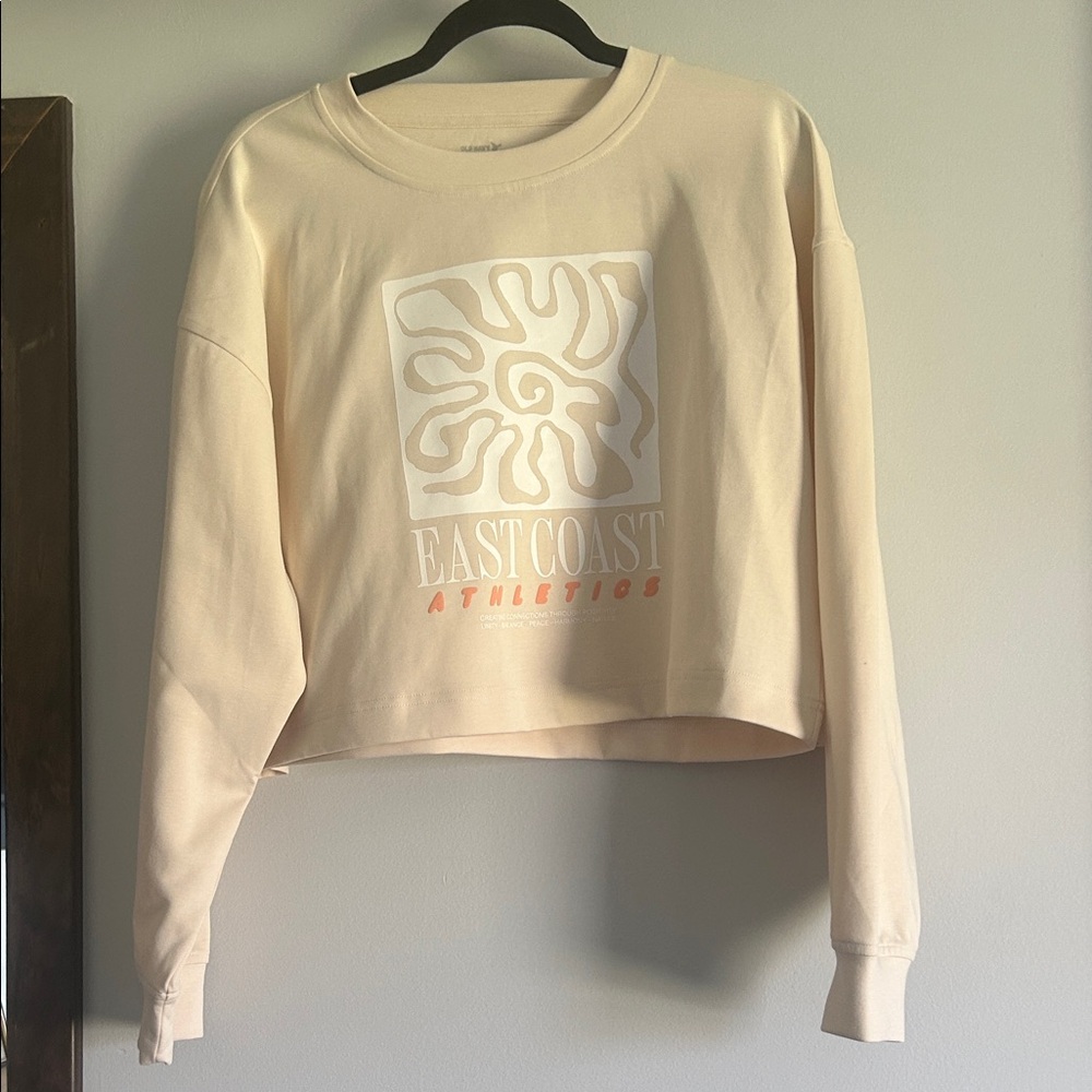Old Navy Cream Graphic Cropped Crewneck Sweatshirt